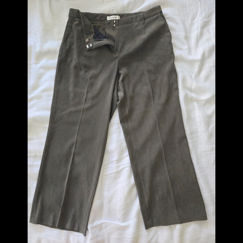 Coldwater Creek Moss Green Suede Look Pants Size P14